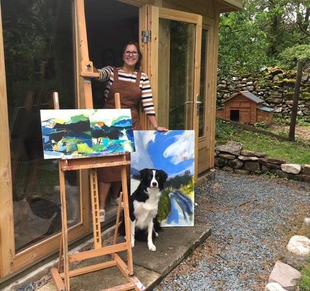 My garden studio with helper Meg