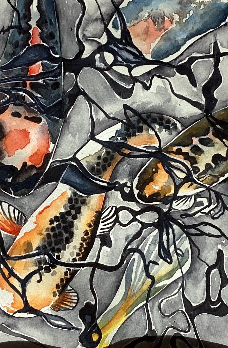 Koi carp ink painting