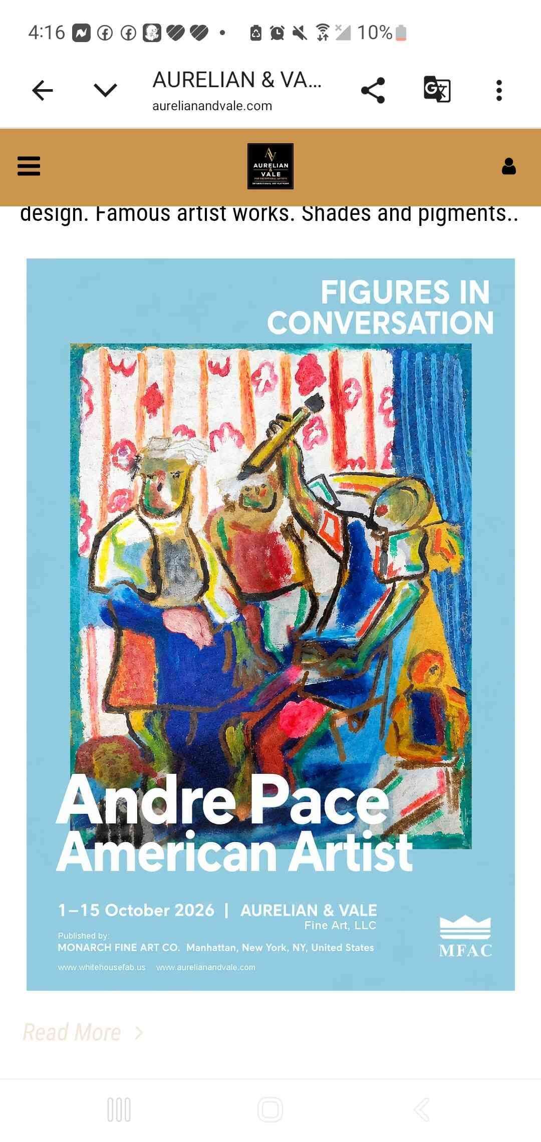 https://www.aurelianandvale.com. solo exhibition virtual studio works by..Andre pace